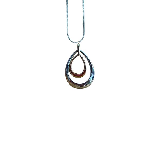 Bancroft Teardrop Double Pendant Necklace – Silver Tone – NWT - Picture 3 of 3